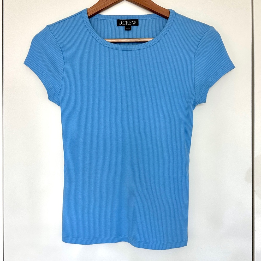 J. Crew Women's Blue Ribbed Top Size Small